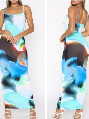 White Fox Boutique Abstract Slip Dress